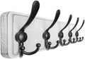 Dseap Coat Rack Wall Mounted - 5 Tri Hooks, Heavy Duty, Wooden Wall Coat Hanger Coat Hook for Clothes Hat Jacket Clothing, White & Black by Dseap