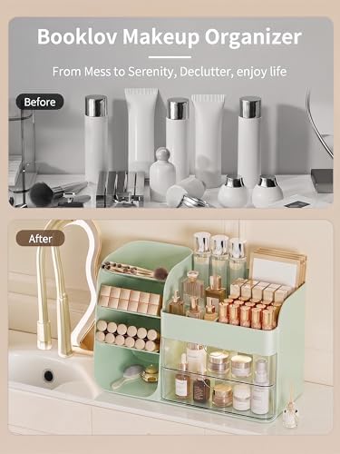 Booklov Small Makeup Organizer for Vanity Countertop, Green - Image 6