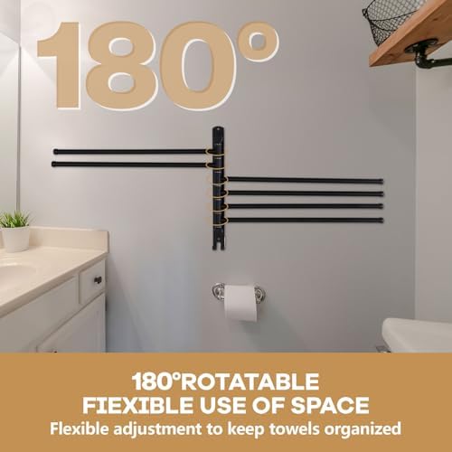 Teenyyou 16.5" Swivel Towel Rack 6 Arms 304 Stainless Steel Black - Image 6