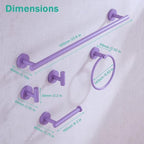 Bathroom Hardware Set,Purple 5 Pieces Bathroom Towel Bar Set,24 inch Towel Bar,Towel Ring for Bathroom,Robe Towel Hooks,Toilet Paper Holder Wall Mounted(Drilling),SE96006S-5PP - Image 2