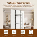 Over the Door Purse Organizer, Wall Mounted Handbag Storage Rack with 16 Hooks and Mesh Basket, Heavy Duty Carbon Steel Bag Holder for Closet, Entryway, Apartment Essentials, Splitable Design, Black - Image 6
