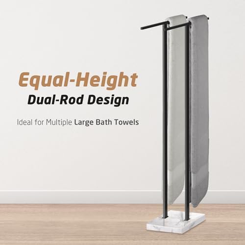KES Standing Towel Rack, 37", Marble Base, 304 Stainless Steel, Matte Black - Image 3
