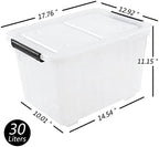 Farmoon 4 Pack 30 Quart Plastic Latching Storage Box Bin with Wheels, Clear - Image 2
