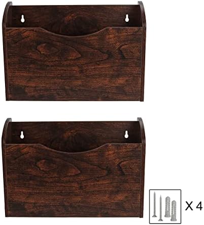PAG-Mass Wall File Holder Wall Mounted Wood Hanging File Organizer for Office, 2 Pockets, Brown - Image 6