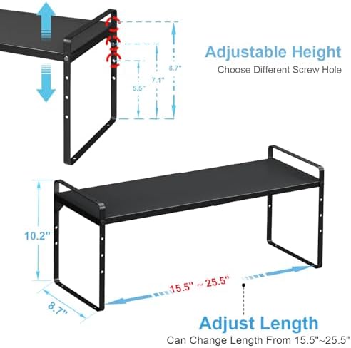 15.5 to 25.5 Inch Kitchen Cabinet Shelf Organizers，Kitchen Shelf Organizer - Image 2