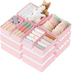 Criusia Drawer Organizer Clothes, 21 Pack Dresser Organizer for Baby Clothes, Underwear, Sock - Foldable Closet Organization and Storage Dividers Bins for Nursery, Bedroom (Pink) by Criusia