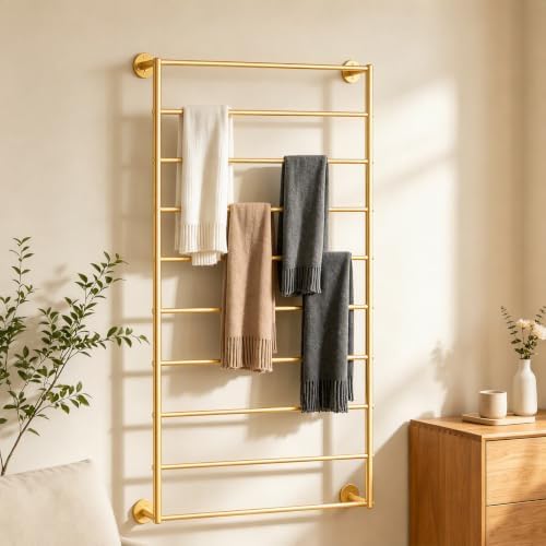 10 Tier Wall Mounted Rack,Scarf Display Stand,Belt Pants Hangers Scarves Hijab Stand, Towel Rack Ribbon Holder,Wrapping Paper Spool Storage for Retail Store by Unknown
