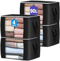 90L Large Storage Bags, 4 Pack Clothes Storage Bins Closet Organizers by BuddingJoy-BuildaJoyfulLifeforYou