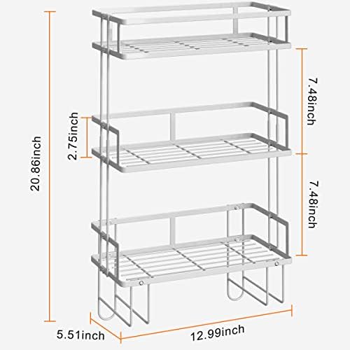 FLOLXNB Over The Toilet Storage,3-Tier Bathroom Organizer Shelves with Paper Holder, Multifunctional Toilet Rack,No Drilling Storage Shelf, Home Storage Space Saver Wall Mounting Design,White - Image 2