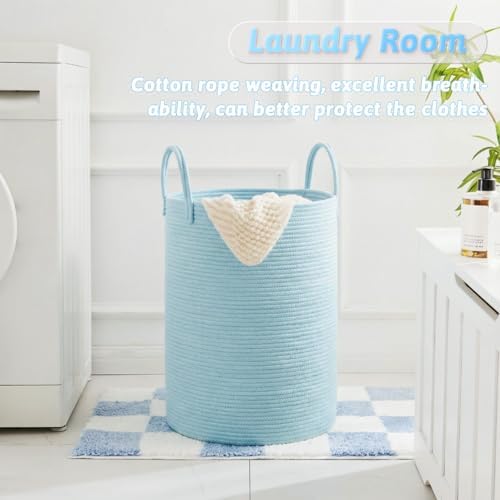 Laundry Basket,Woven Cotton Rope Laundry Hamper,100L for Decor Storage of Dirty Clothes,Toys and Blankets in Bathroom,Baby Room and Living Room - Image 5
