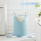 Laundry Basket,Woven Cotton Rope Laundry Hamper,60L for Decor Storage of Dirty Clothes,Toys and Blankets in Bathroom,Baby Room and Living Room - Image 5
