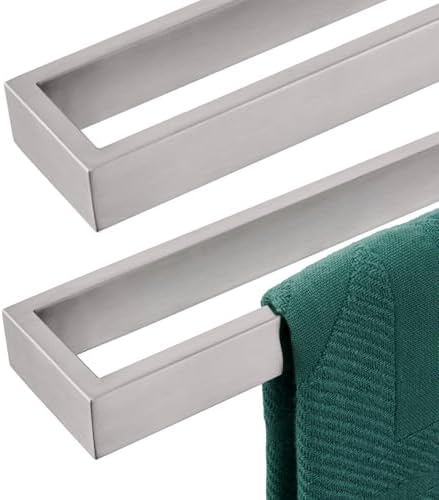 KOKOSIRI Towel Bars Brushed Nickel Bath Towel Hanger Holder 24-Inch Kitchen Rack Stainless Steel for Bathroom Hardware Wall Mount, 2 Pack B4008BR-L24-P2 by KOKOSIRI