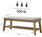 VKNOW Entryway Bench, Storage Shoe Bench with Rubberwood Legs, Beige - Image 2