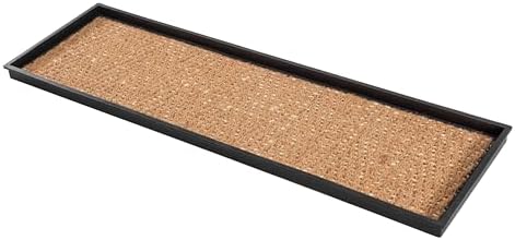 Anji Mountain Heavy Duty Waterproof Rubber Shoe Storage Mat Organizer/Boot Storage Multi Use for Entryway with Coir, Tan and Khaki Insert, Fits 4 Pair (46.5" Wide) by AnjiMountain