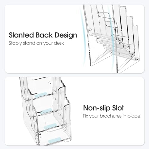 MaxGear 4 Tier Acrylic Brochure Display Holder, 4 Inch Wide, 6 Pack - Image 2