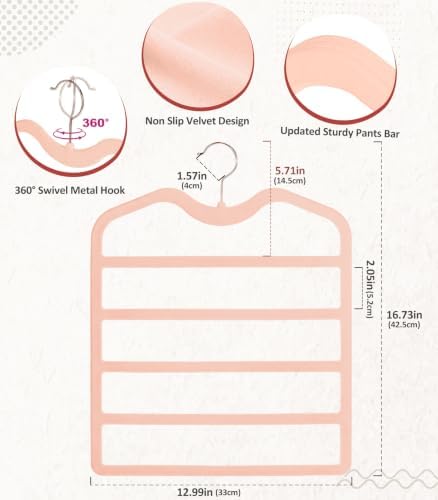 Pants Hangers Space Saving,5 Pack 5 Tier Velvet Short Neck Pants Hangers - Image 6