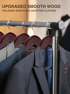 SMARTOR Suit Hangers for Men 8 Pack, Wide Shoulder Wooden Suit Hangers with Non Slip Pant Holder, Wide Hanger for Suit, Coat, Jacket, Gown, Heavy Duty Wood Suit Hanger, Cherry - Image 2