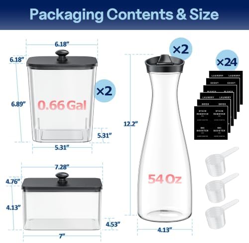 2+1+2 Pack Laundry Pods Container & Dryer Sheet Holder with Lid, Black - Image 7