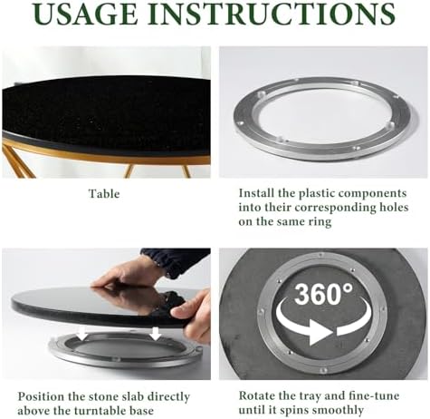 Koville Black Marble Lazy Susan for Kitchen Counter, 16'' Marble Turntable for Dinning, Lazy Susan Organizer for Cabinet, Serving Rotation Spinning Tabletop Organizer Swiveling, Spice Rack Storage - Image 5