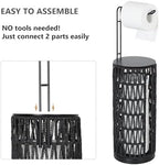 Black Freestanding Toilet Paper Holder with Storage,3 Rolls of Tissue Holder for Bathroom,Handmade Woven Toilet Paper Roll Holder Stand,Rattan Sturdy Boho Bathroom - Image 4