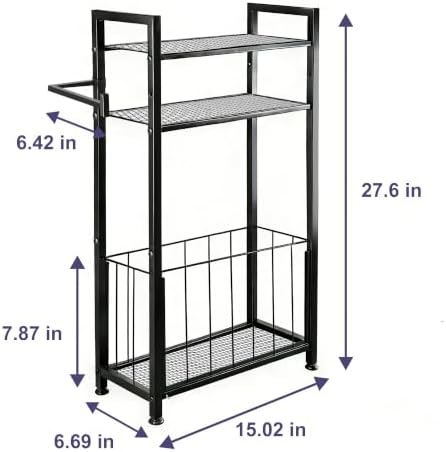 Freestanding Toilet Paper Holder with Storage, Bathroom Shelf Stand - Image 5