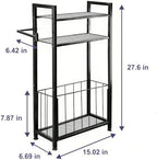 Freestanding Toilet Paper Holder with Storage, Bathroom Shelf Stand - Image 5