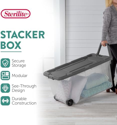 Sterilite Modular Stacker Box with Latching Lid, 160 Quart, 4-Pack - Image 3