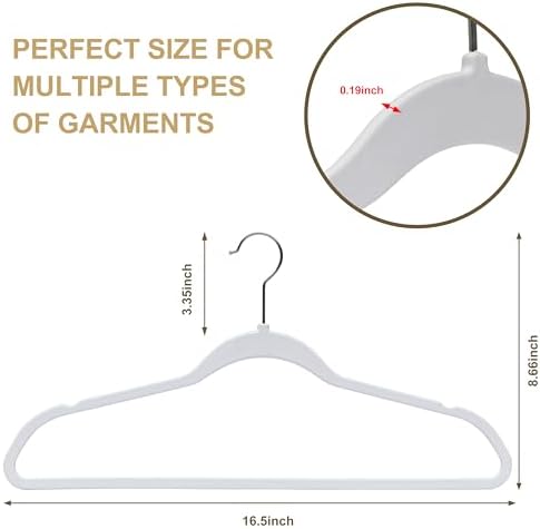 Quality Hangers 50 Pack Slim Plastic Hangers for Clothes - 16.5" Won't Crease Your Clothes, Heavy Duty Non-Velvet White Hangers 360° Swivel Chrome Hook Non Slip Notches Dresses Coats Shirts Jackets - Image 3