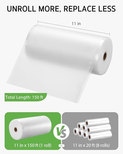 Syntus 11" x 150' Vacuum Sealer Bags for Food Seal Rolls with Cutter (Pack of 2) - Image 3