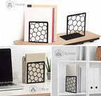 GEOMOD Premium Geometric Black Honeycomb Bookends for Shelves, Metal Book Ends Office, L-Shaped Stopper, Rustproof Decorative Unique Home, 6.25 (L) x 6 (W) inches, 2 Pairs - Geomod, (Pair of 2) - Image 6
