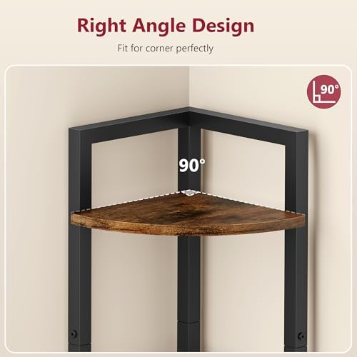 Tajsoon Corner Shelf Stand 5 Tier 60.5" with Metal Frame, Rustic Brown - Image 4