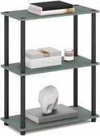 Furinno Turn-N-Tube Storage Shelves, 3-Tier Book Shelf, Corner Shelf, Toolless Open Shelves, for Organization and Storage, Living Room, Garage, Home Office, Sage Green - Image 3