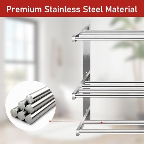 Taaji Towel Racks for Bathroom 24 inch, 2 Tier with Towel Bars, Brushed - Image 4