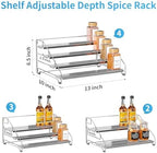 BOIVSHI Spice Organizer for Cabinet, Adjustable Depth Spice Shelf - Chrome - Image 6