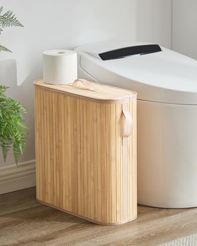 Bamboo Toilet Paper Storage Basket with Lid & Handle - 32L Large Capacity Handwoven Bathroom Organizer for 16 Rolls - Sturdy Stand Holder for Toilet Paper Organization, Natural - Image 2