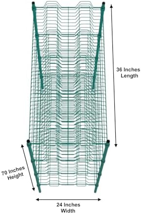 PRO&Family Green Epoxy 4-Tier Commercial Drying Rack with Casters – Heavy Duty Wire Shelving for Dish Drying, Kitchen Storage & Food Service Use (24" x 36" Stationary, 1 1/4" Slots) - Image 3