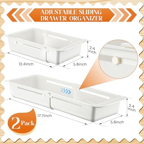 2 Pack Deep Drawer Organizer Adjustable Storage Bin(12.4-17.7") - Image 2