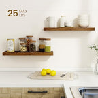 Dreamland 24Inch Floating Shelves for Wall, Rustic Wooden Floating Shelves for Bathroom|Bedroom|Kitchen, 2 Pack Deep Wall Mounted Book Shelf, Wood Storage Display Shelf for Home Decor, Brown - Image 2