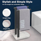 NearMoon Hand Towel Holder with Balanced Marble Base, SUS304 Stainless Steel Stand Towel Ring L Shape Hand Towel Rack Free-Standing Towel Bar for Bathroom Kitchen Countertop (Double Rod, Matte Black) - Image 6