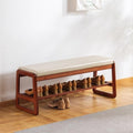 latifolia Solid Wood Bench, Entryway Shoe Bench with Cushion, 2 Tier Shoe Storage Organizer for Hallway, Living Room(Grey,39.70''L) by Latifolia