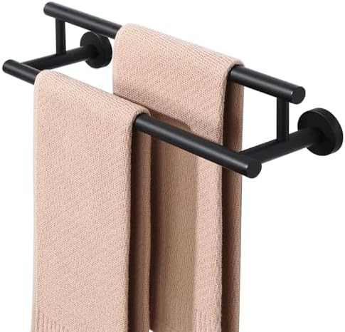 Alise Double Towel Bar Black,16" Towel Racks for Bathroom Wall Mounted by Alise