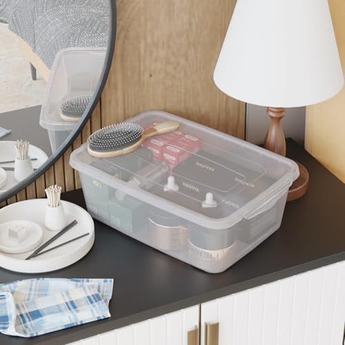 12 Packs Clear Storage Latching Boxes, 16 Quart Plastic Storage Latching Bin with Lid - Image 6