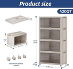SAILUN Stackable Storage Bins with Lid, 420QT 4 Pack Beige - Image 2