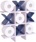 DAOYOUSKY Tic Tac Toe Toilet Paper Holder Stand with 4pcs Wooden X, Farmhouse Rustic Wall Mounted Funny Toilet Papers Storage Organizer with Shelf, Guest Bathroom Decor, White and Blue by Unknown
