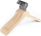 Amber Home 24 Pack Stylish Thin Solid Wooden Shirt Dress Hangers, Sturdy Natural Slim Wood Coat Jacket Hangers with Non-Lacquer Smooth Surface, Extra Space Saving Clothes Hangers (Natural, 24) by AmberHome