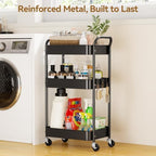 YASONIC 3-Tier Metal Rolling Cart Utility Carts with Wheels Black - Image 2