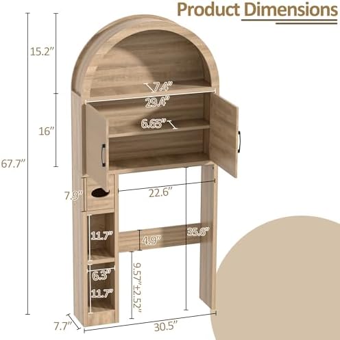 Spurgehom Over Toilet Storage Cabinet, Bathroom Arch Organizer,Wood - Image 2