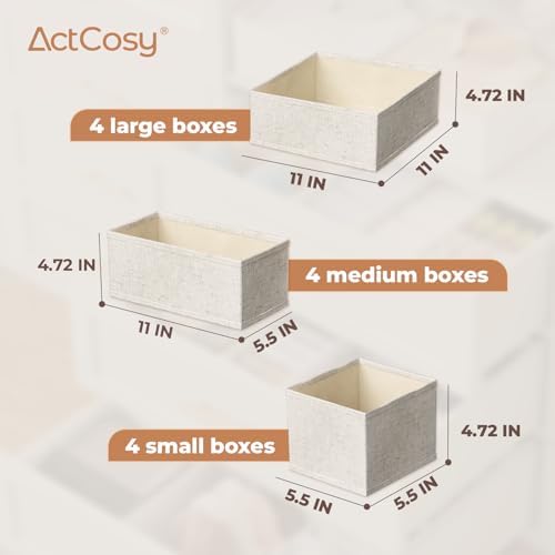 12 Pack Drawer Organizer for Baby Clothes, Linen Fabric Nursery Organizer for Baby Diaper, Collapsible Deep Fabric Drawer Organizer with Zipper for Socks, Bra, Towels, Ties, Beige - Image 6