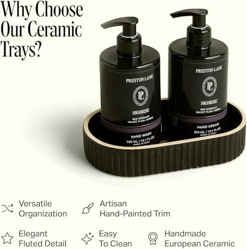 Preston Lane Ceramic Vanity Tray for Bathroom Countertop, Medium, Ink - Image 3
