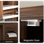 Shintenchi Over the Toilet Storage Cabinet, Bathroom Storage Cabient with Barn Doors, Bathroom Storage Shelf Organizer with Toilet Paper Holder, Adjustable Shelf and Anti-Tip Device, Walnut - Image 7